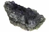 Purple Cuboctahedral Fluorite Crystals on Quartz - China #166102-1